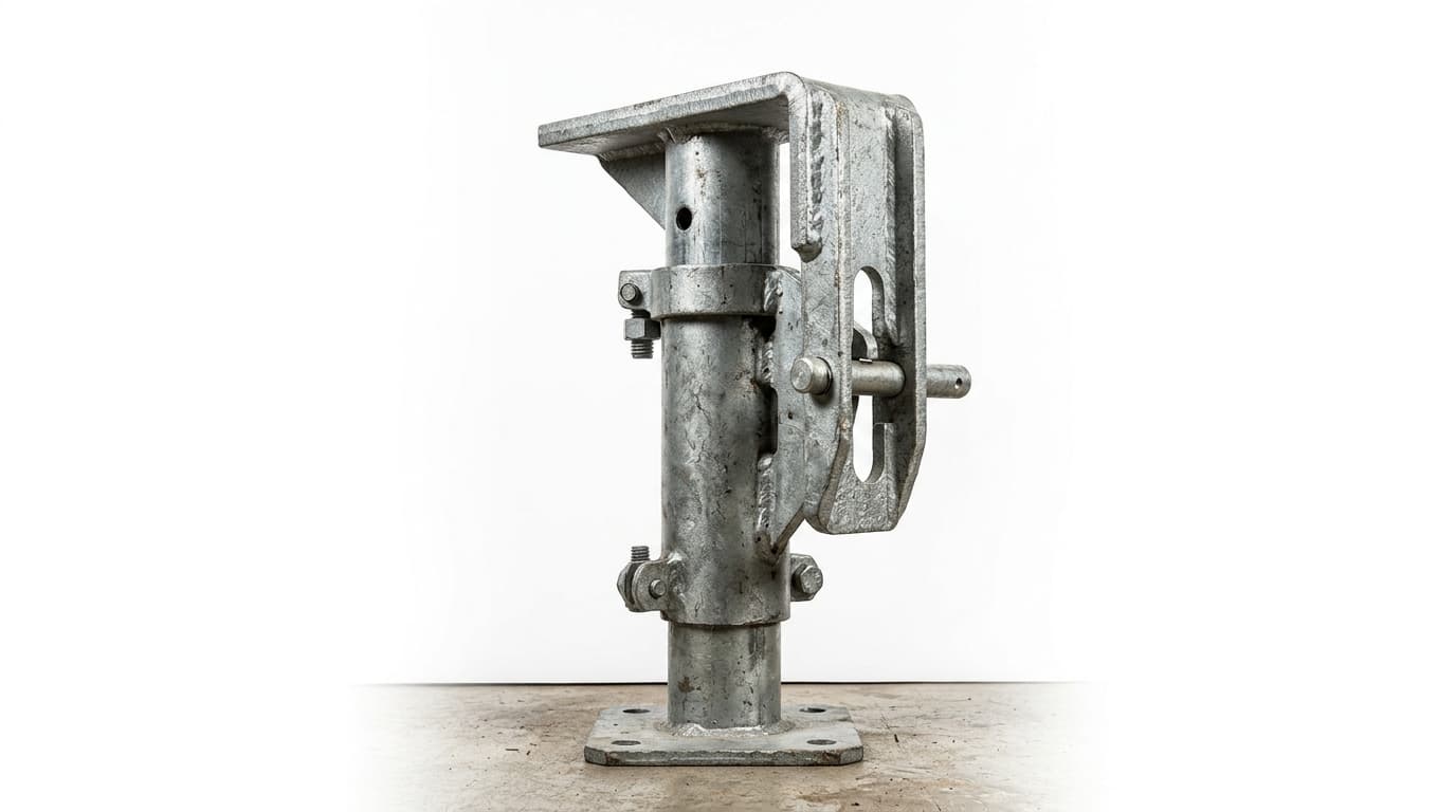 Close-up of Slabform fast release early stripping drophead component showing secure dual support pins